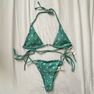 Jeans Warehouse Green Polka Dot Bikini Set